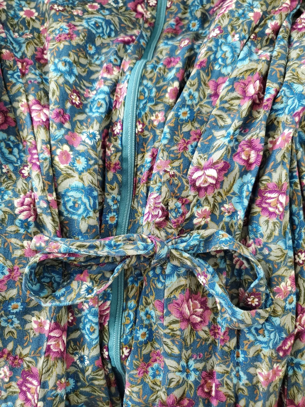 Floral Maxi Dress with Blue Lining